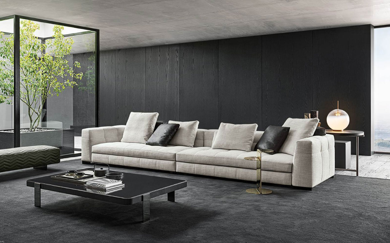 Ghế sofa hiện đại bọc da cho không gian phòng khách rộng
