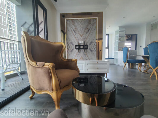 Ghế sofa đơn gỗ bọc vải nỉ cao cấp gia công sản xuất tại xưởng sofa Lộc Tiến