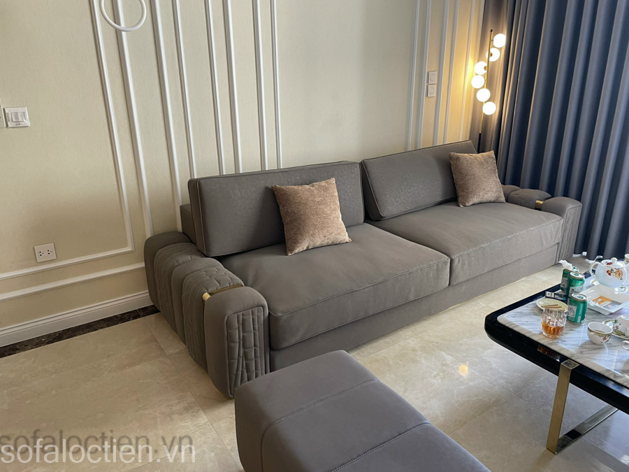 Bộ bàn ghế sofa bọc vải cao cấp cho không gian phòng khách nhỏ