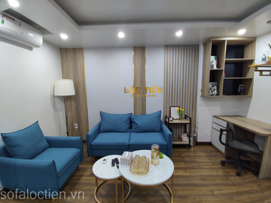 ghế sofa văng không gian phòng khách nhỏ gia công sản xuất tại xưởng sofa Lộc Tiến