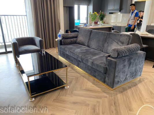 ghế sofa văng không gian phòng khách nhỏ gia công sản xuất tại xưởng sofa Lộc Tiến