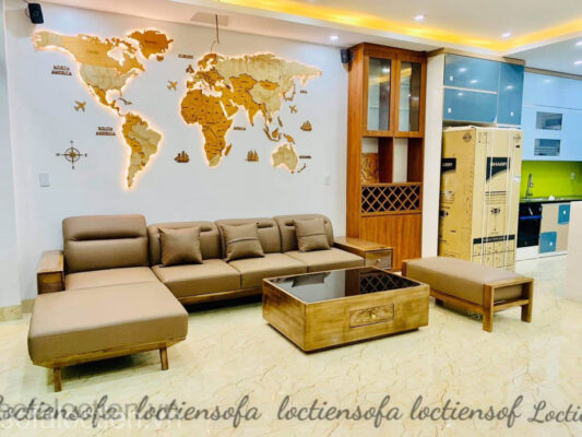 Ghế sofa văng bọc da bò sáp cao cấp gia công sản xuất tại xưởng sofa Lộc Tiến