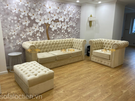 Ghế sofa văng bọc nỉ nhung cao cấp gia công sản xuất theo yêu cầu tại xưởng Sofa Lộc Tiến.