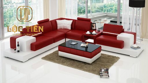 thiết kế sofa hiện đại đỏ